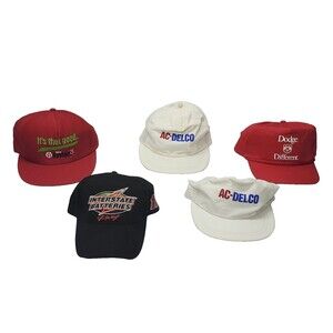 LOT OF 5 Vintage Advertising Snapback Strap Hats, Trucker Caps,  Dodge AC Delco